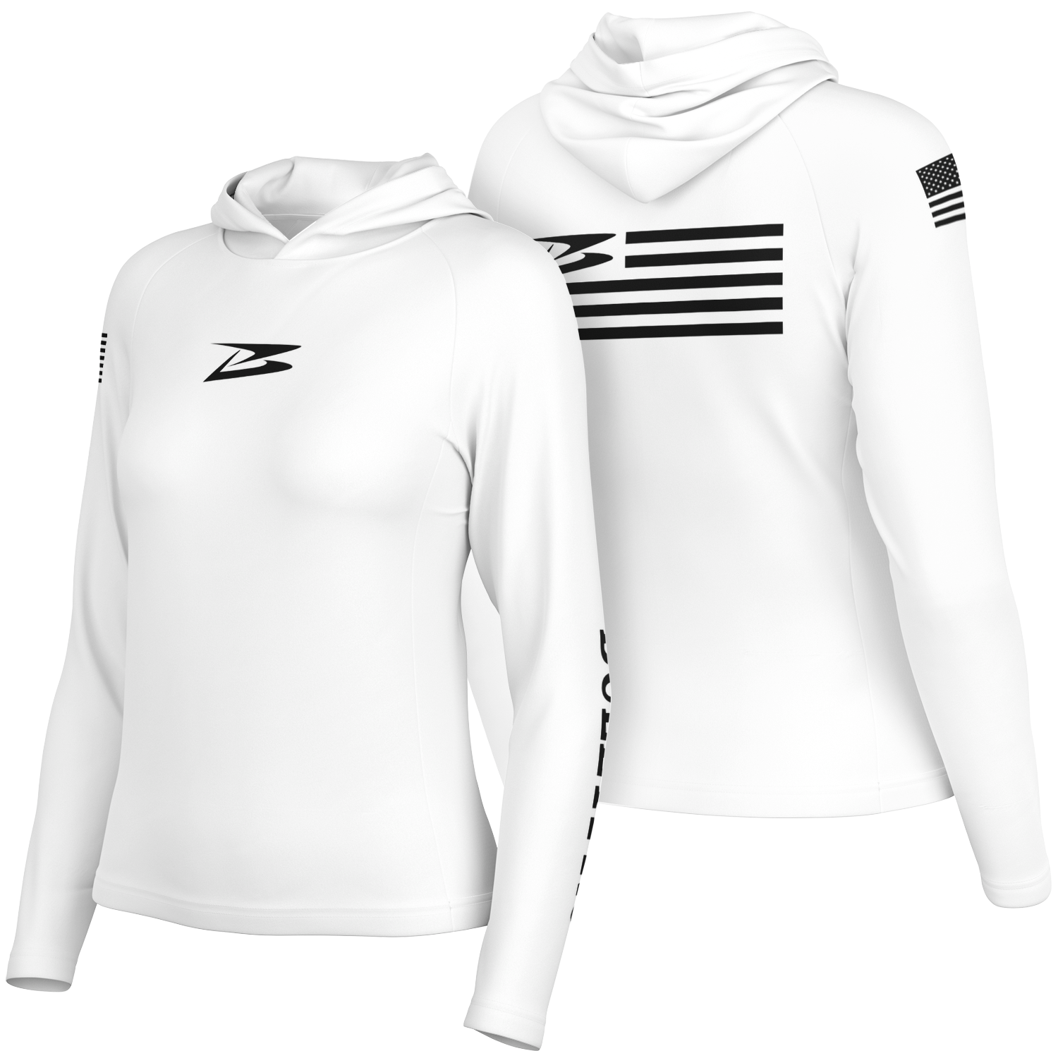 BullyPro | White | Women's Long Sleeve Hooded Performance Shirt - BullyTrend