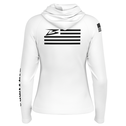 BullyPro | White | Women's Long Sleeve Hooded Performance Shirt - BullyTrend