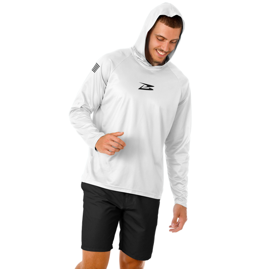 BullyPro | White | Men's Long Sleeve Hooded Performance Shirt - BullyTrend